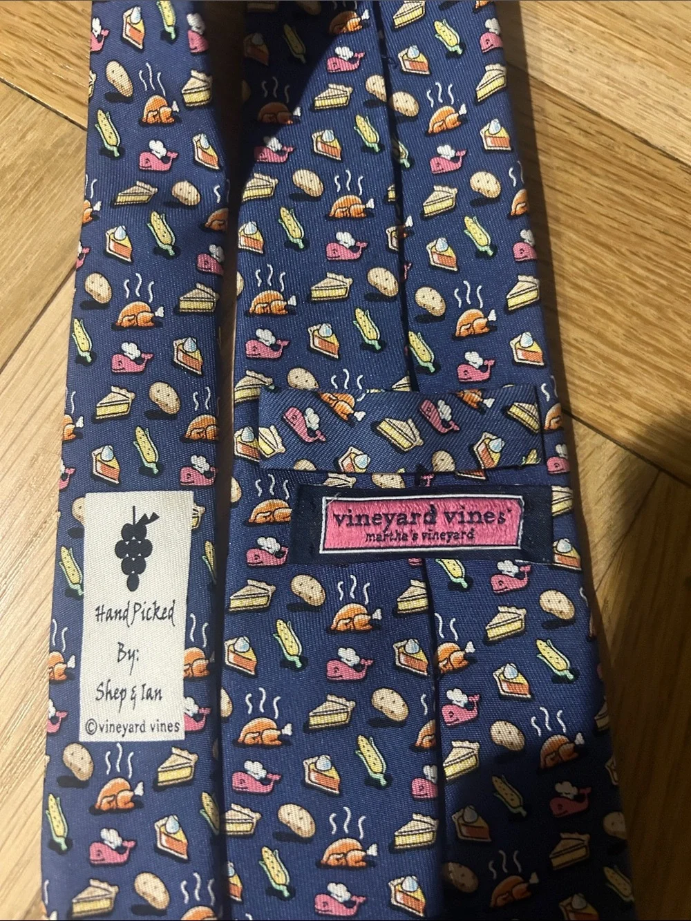 Boy’s Navy Novelty Silk Tie with Multicolor Pattern vineyard vine